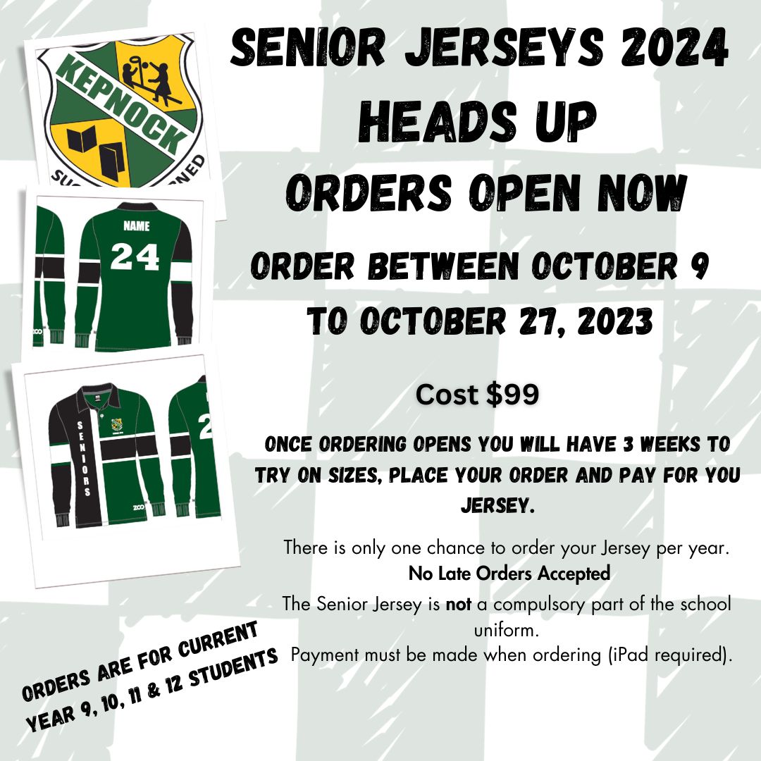 Senior Jerseys Orders Open